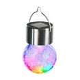 thumbnail image 1 of Outdoor Solar Lights, Hanging Garden Lights, Crackle Glass LED Solar Pendant Lights for Patio and Courtyard, Weather Resistant, Rechargeable, Warm White and Colorful Lighting, Set of 2, 1 of 9