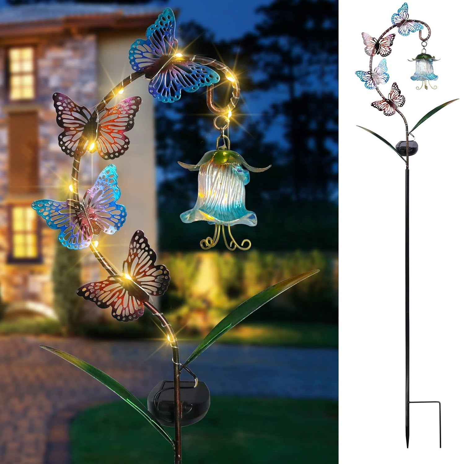 Outdoor Solar Lights Stake Garden Decorative ,Butterfly Solar Garden Lantern Lights Metal Butterfly Decorative Landscape Path Lights Solar Pathway Lights for Garden, Lawn, Patio, Yard Decor