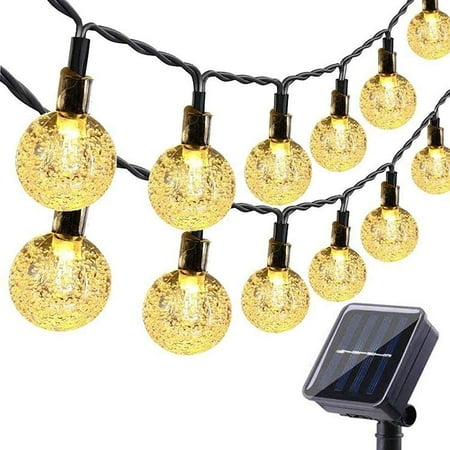 Outdoor Solar Lights Strings 21.4ft 30 LED Waterproof Fairy Bubble Crystal Ball Light-Warm White