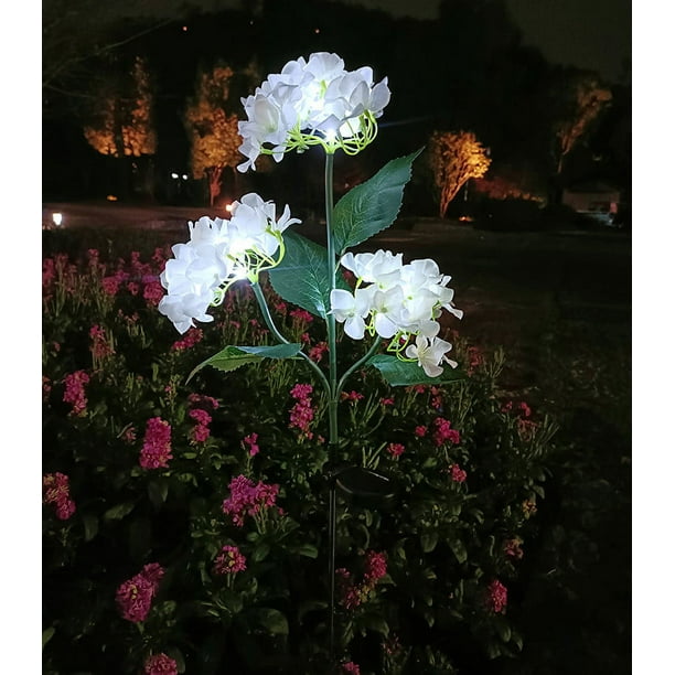 Outdoor Solar Lights Waterproof Hydrangea Garden Stake Lights Realistic LED Flowers Powered Decorative Ground Solar Flower Lights for Lawn Decoration Yard Backyard Decor Gift patio lights Walmart Busi...