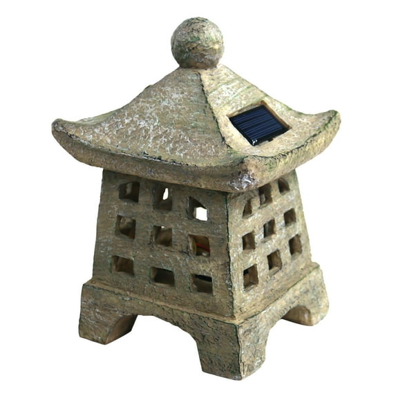 Outdoor Solar Pagoda Garden Statue, LED Light Lantern, Weather-Resistant Decoration, Zen Garden Art, Solar-Powered Patio Accent