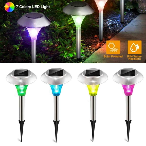 Outdoor Solar Pathway Lights, 4 Pack Bright Color Changing LED Solar Lights, Waterproof Solar Path Lights for Garden Walkway Yard Landscape
