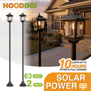 Outdoor Solar Post Lights, 2-Pack 63" Dusk to Dawn Solar Lamp Posts, Waterproof Floor Lamps, Warm White Pole Lights for Patio with Replaceable Bulb