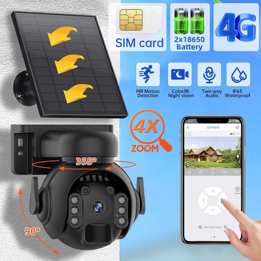 Outdoor Solar Powered Cellular Security Camera Wireless,Kepeak Pan Tilt
