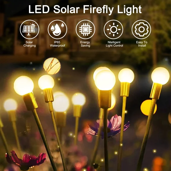 Outdoor Solar Powered Firefly Swaying Light Landscape Garden Lawn Lights Decor
