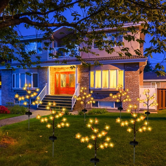 Outdoor Solar Powered Maple Tree Light, Simulation Maple Leaf Fashion Flower Light, Thanksgiving Fall Decorative Light for Garden, Patio, Yard, Porch Holiday Landscape Lighting, Multicolor