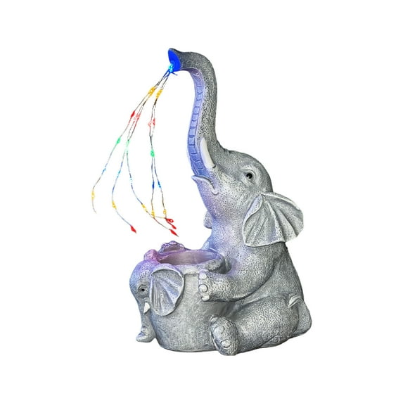 Outdoor Solar-Powered Resin Elephant Garden Statue with Whimsical Design, Versatile Decor for Landscapes, Balconies, and Courtyards, Perfect for Enhancing Holiday Ambiance