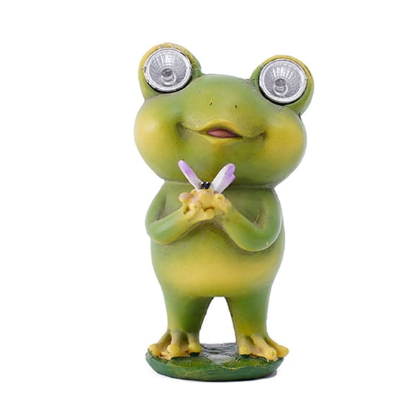 Outdoor Solar Resin Frog Statue Sculpture Crafts Home Garden Decoration Gift