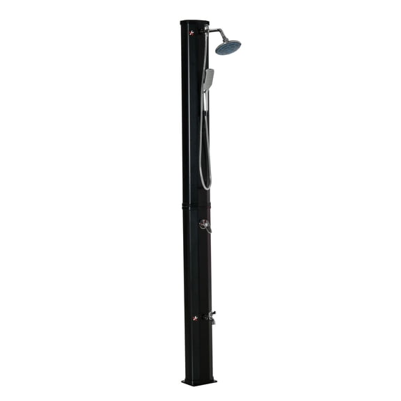 Outdoor Solar Shower 9.2 Gallon - Freestanding Pool Shower with Handheld Spray & Temperature Control - Brown Garden Shower for Rinse Off