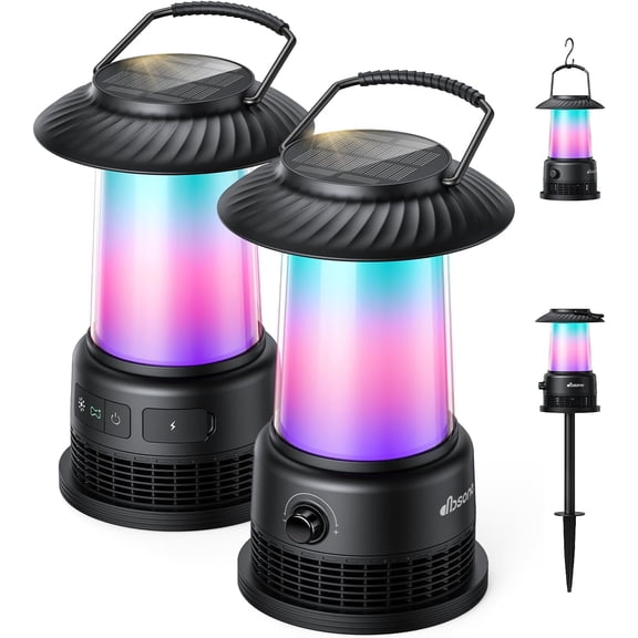 Outdoor Solar Speakers Home Decor: 2-Pack 30W Stereo Sound with 360 LED Lights|Multi-Sync 100Pcs|IPX7 Waterproof|20H Playtime|Bluetooth 5.4|Lanterns for Patio/Pool/Yard, Gifts for Women Men