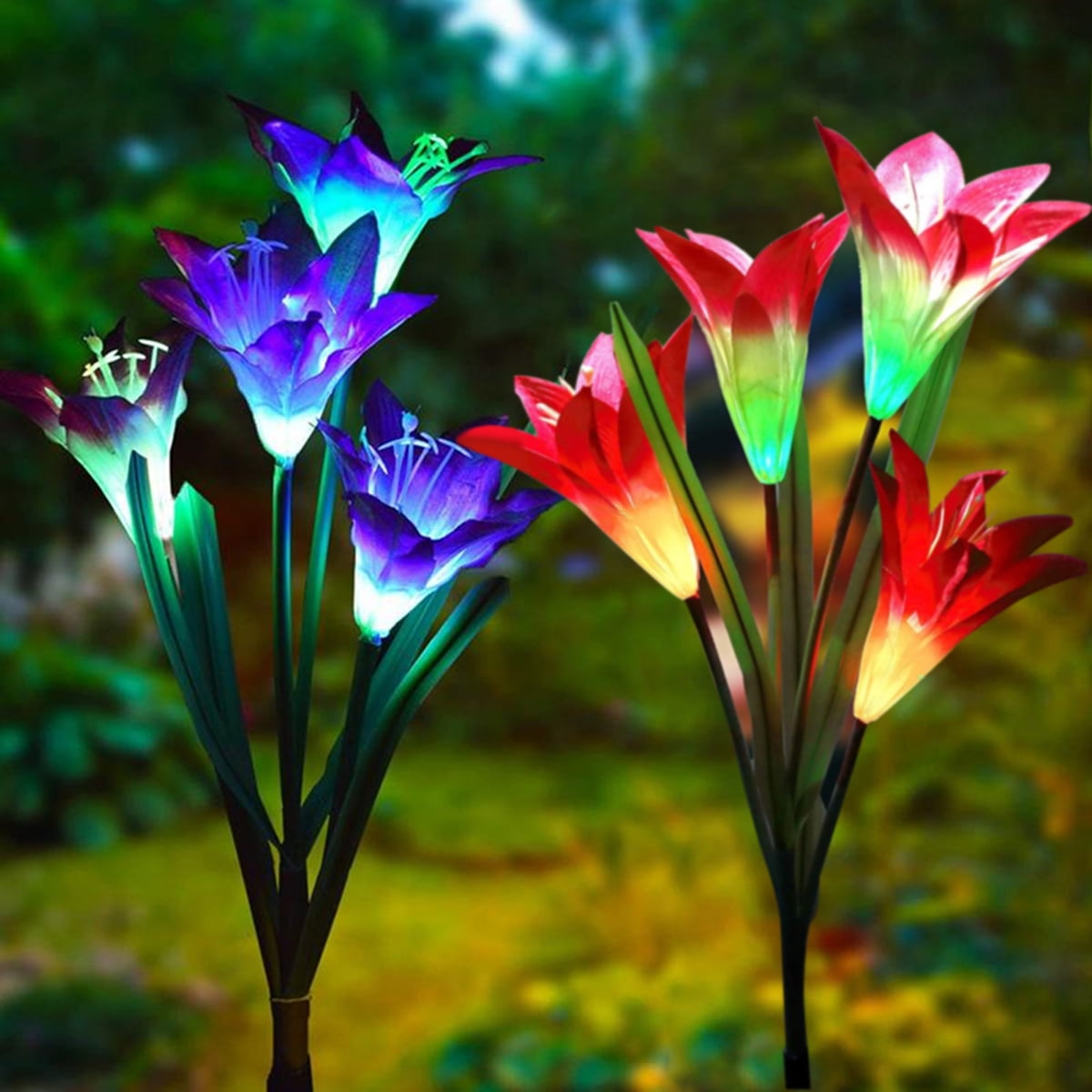 Solar Lights Outdoor 4Pcs Garden Decor Solar Torch Lights with Color Chan - 5