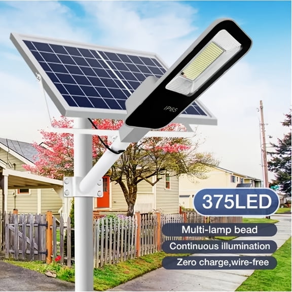 Outdoor Solar Street Light, Motion Sensor, 6500K, IP65 Waterproof, Remote Control & Mounting Bracket, Dusk-to-Dawn LED Flood Light for Garden, Yard & Parking Lot