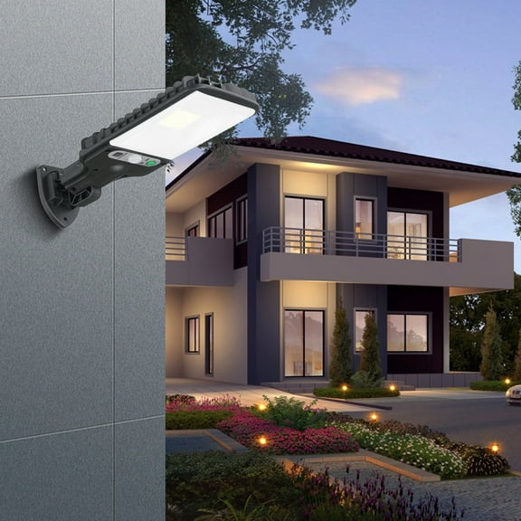 Outdoor Solar Street Light Motion Sensor Dusk To Dawn LED Security Illumination 9.3 Inch Black Wall Mount