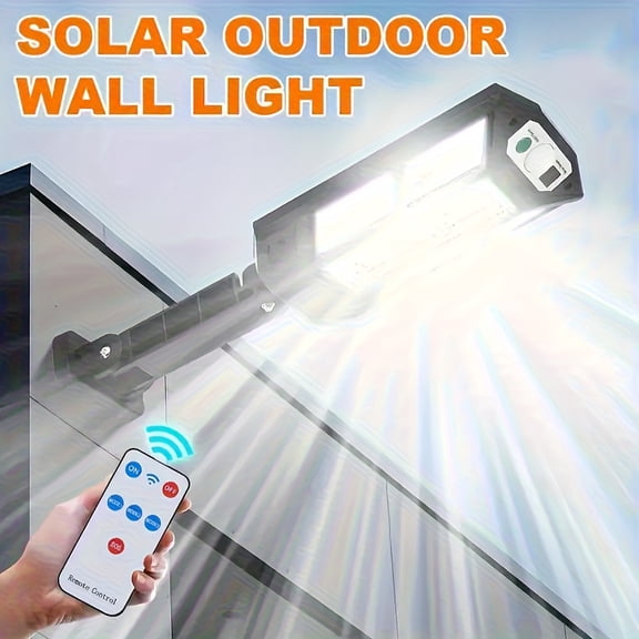 Outdoor Solar Street Lights, 6500K 54 LED Solar Parking Lot Lights Dusk to Dawn, 4 Light Modes, Solar Wall Light Wide Angle Motion Sensor for Area Lighting Yard