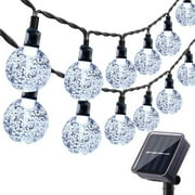 Outdoor Solar String Lights 21.4 Feet 30 LED Waterproof Fairy Bubble Crystal Ball Light - White