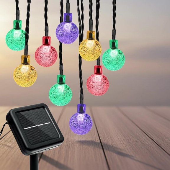 Outdoor Solar String Lights, 66LED 8Modes Crystal Color Solar Powered Fairy String Lights for Outside Yard Fence Holiday Party Camping Porch Balcony Decor