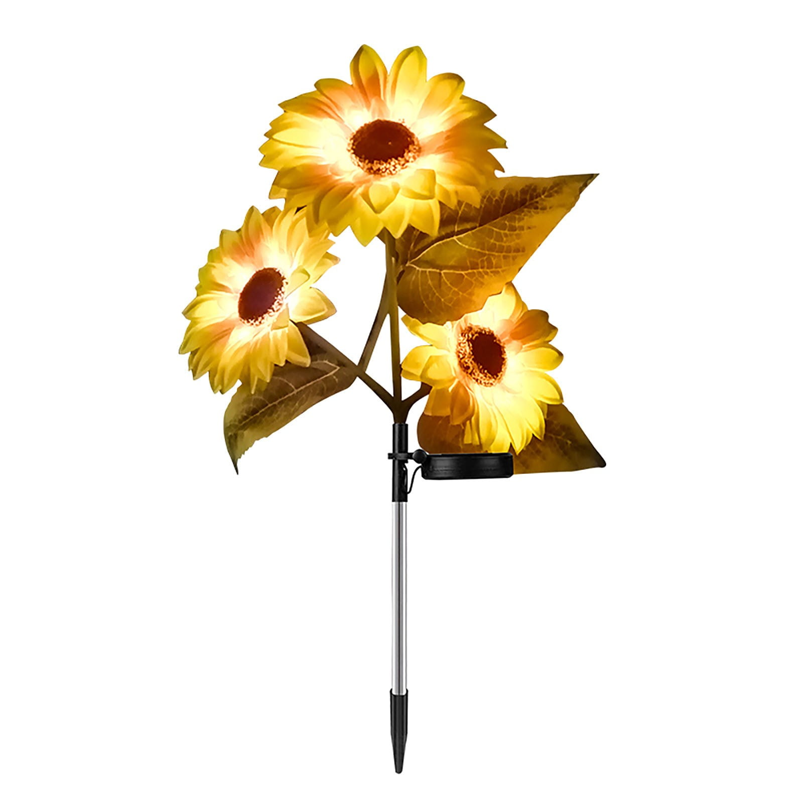 Outdoor Solar Sunflower Lights with 3 Heads, LED Garden Stake Lights ...