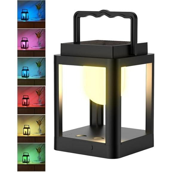 Outdoor Solar Table Lamp, 10 RGB Color Changing Lights,Portable Rechargeable Solar Lantern Waterproof, Touch Control Outdoor LED Lights Decorative for Patio Walking Reading Camping Bedside