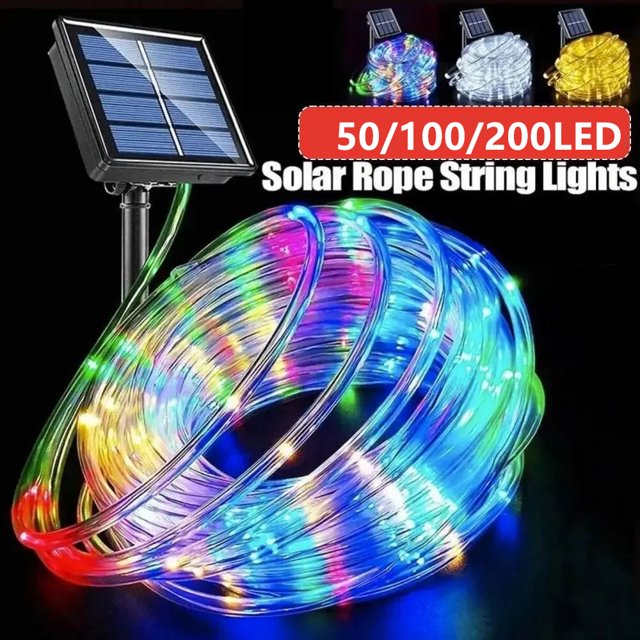 Outdoor Solar Tube Rope Led Light Garden Christmas Decoration Fairy