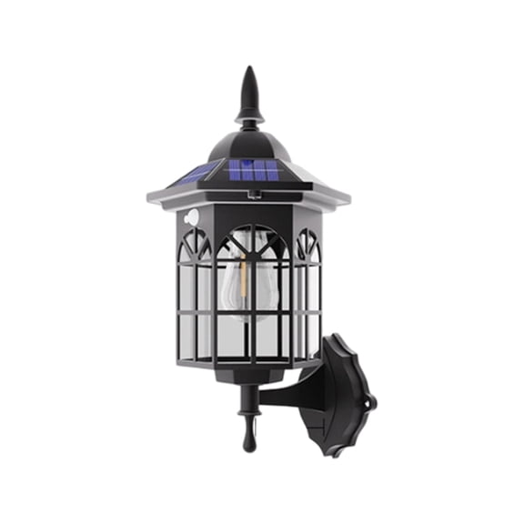 Outdoor Solar Wall Light, Rustic Lantern Wall Mounted Light Fixture, Retro Exterior Bulb Holder with Dusk to Dawn Sensor, Classic Design Porch Light for Garden, Patio, Yard