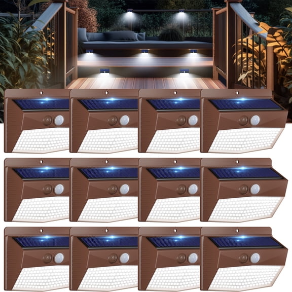Outdoor Solar Wall Lights with Motion Sensor, 138 LED, Auto ON/Off Dusk Till Dawn, 3 Modes, Energy-Efficient for Garden/Pathway/Patio/Backyard/Garage