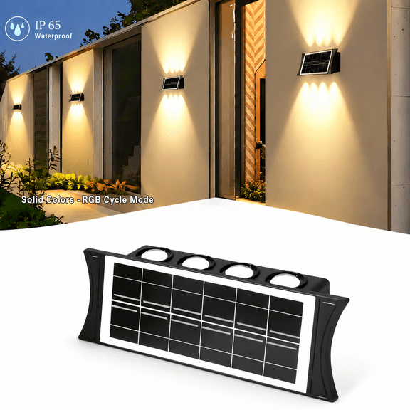 Outdoor Solar Wall Washer Light, Dual-Sided LED Fence Light with Cool White and Warm White Modes, IP65 Weather-Resistant Solar Light for Porch, Patio, Garden, Garage and Courtyard