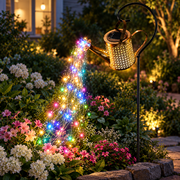 Outdoor Solar Watering Can with Lights Garden Decor Large Solar Powered Lanterns Hanging Waterproof LED Decorative Retro Metal Kettle String Lights for Table Ya