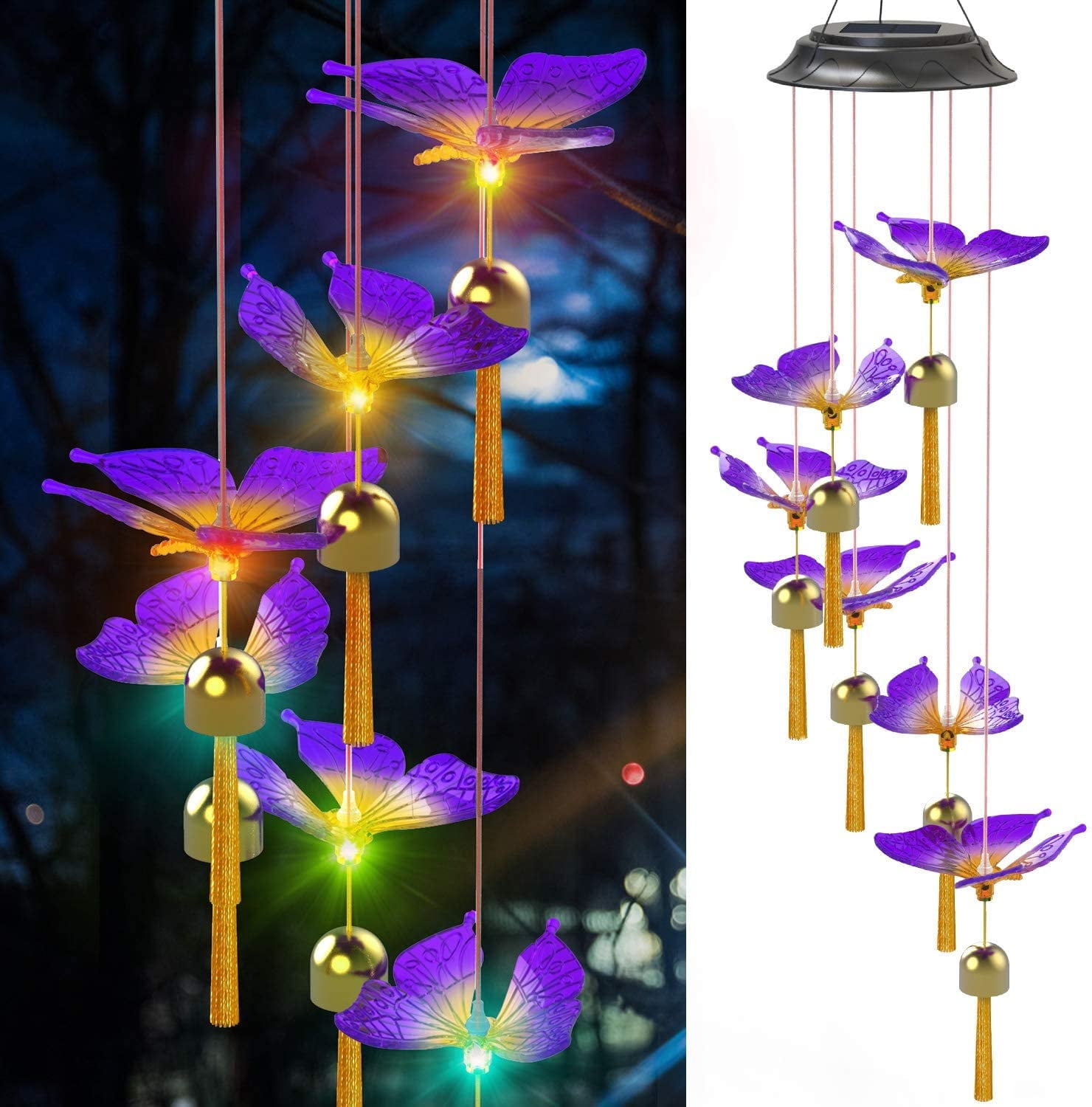 GOKU Hummingbird Solar Wind Chimes for Outside Gifts for Mom Grandma  Birthday Gift Outdoor Color Changing LED Wind Chimes Solar Windchimes  Lights for