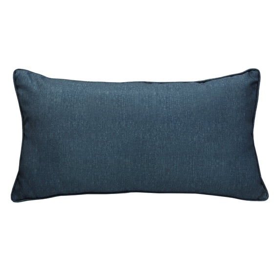 Outdoor Solid Olefin Textured Lumbar Pillow 14 x 26 in Blue