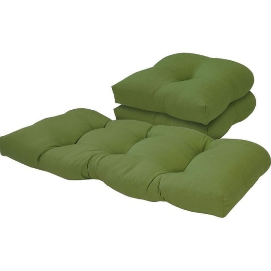 Verde Green Outdoor Cushion Set with Loveseat and Seat Cushions