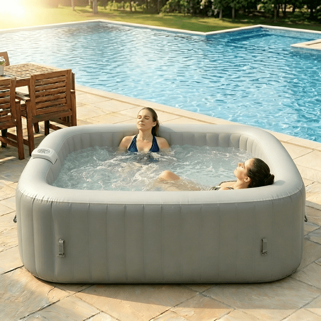 Outdoor Spa Series Inflatable Hot Tub, Square 4-6 Person Spa 72.8