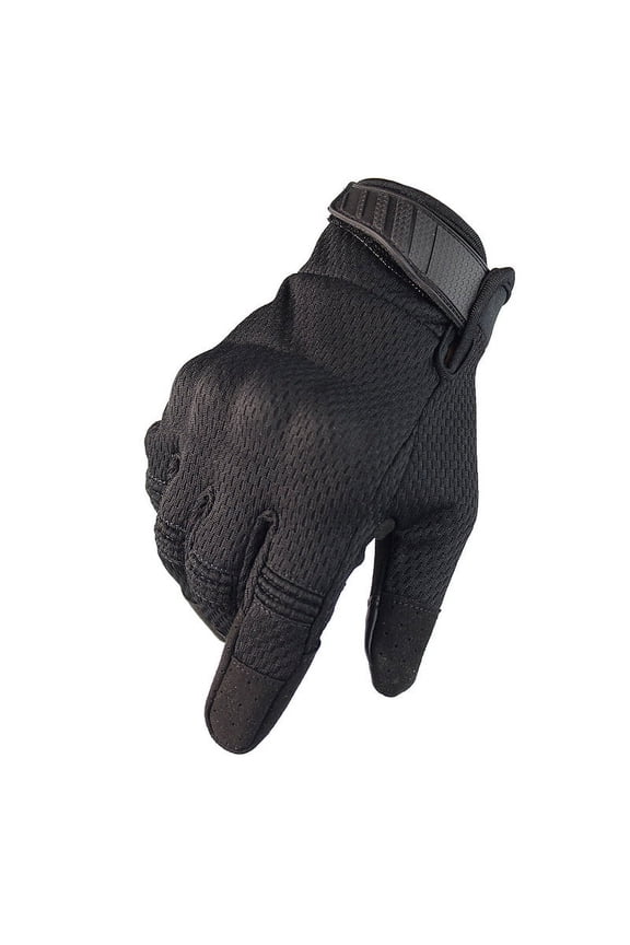 Breathable Tactical Gloves Protective Light Riding Motorcycle Gloves Touch Screen Full Finger-black-M