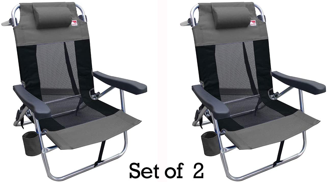 Outdoor Spectator Multi-Position Flat Folding Mesh Ultralight Beach Chair (2-Pack) - Grey - image 1 of 2