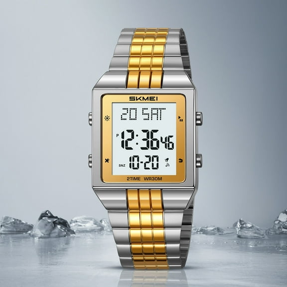 Outdoor Sport Stainless Steel Strip Wristwatches Reloj Hombre World Digital Electronic Watch For Men Women Waterproof