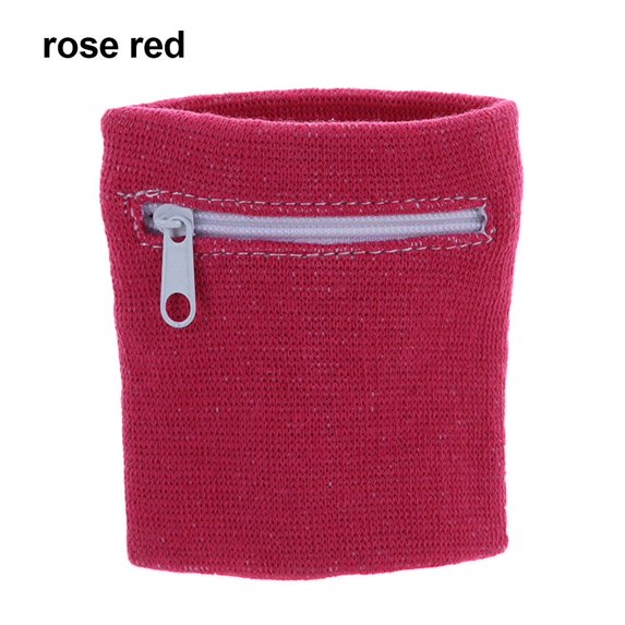 Outdoor Sport Wrist Protection Running Travel Sports Bag Wrist Purse Bag With Zipper Sports Wristband ROSE RED