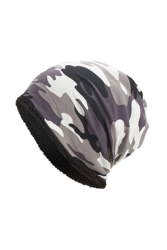 Outdoor Sports Baggy Skullcap Camouflage Thermal Warm Fleece Lined Beanie Hat