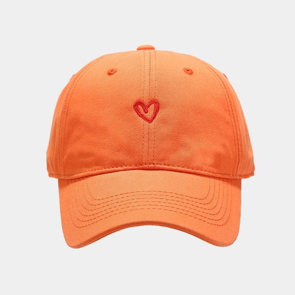 Outdoor Sports Baseball Cap Orange Embroidered Heart Hat
