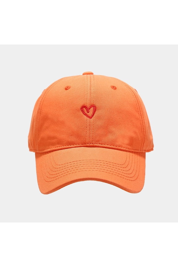 Outdoor Sports Baseball Cap Orange Embroidered Heart Hat