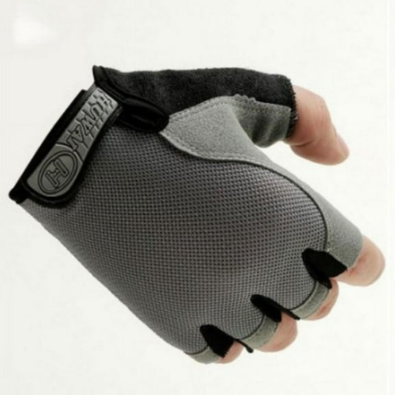 Outdoor Sports Cycling Gloves Summer Half Finger Sun-proof Fitness Driving Gray M
