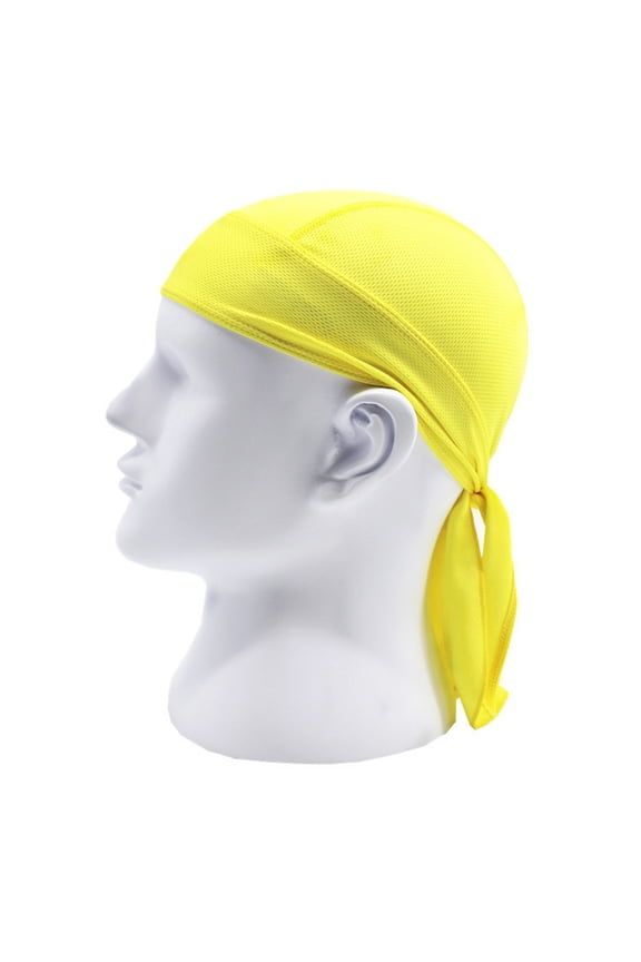 Outdoor Sports Headscarf Pirate Hat Sweat Wicking Moisture Absorbing Breathable Quick Drying Headgear Cycling Ice Silk Cap,Thermal Hat for Biking & Fishing Yellow