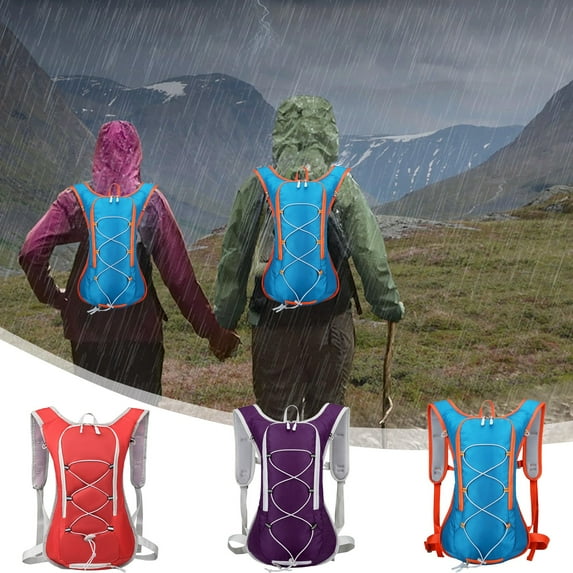 Outdoor Sports Hydration Backpack | 2L Water Reservoir | Waterproof Nylon Lightweight Pack with Reflective Strips | Breathable Mesh Back | Red Purple Blue | 29x10x41cm | 1 Piece