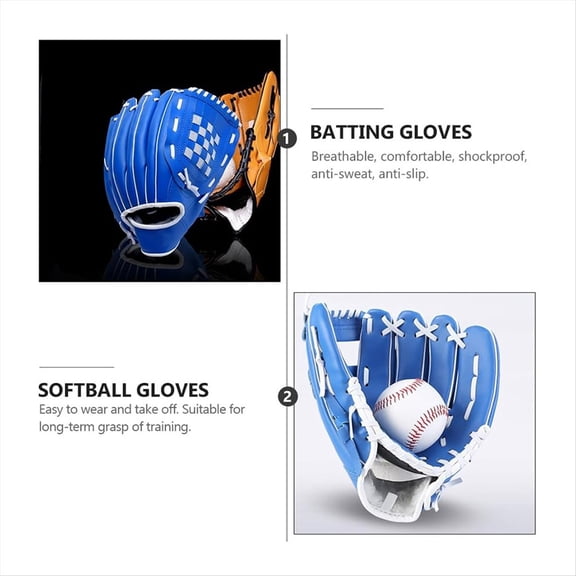 Outdoor Sports Left Hand Training Practice Softball Baseball Gloves Pitcher Hand Players Pocket Glove 10.5Inch Blue