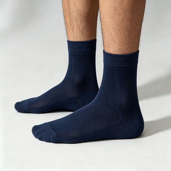 Outdoor Sports Mid Calf Socks for Basketball Breathable Hollow Design Enhancing Athletic Performance, Navy