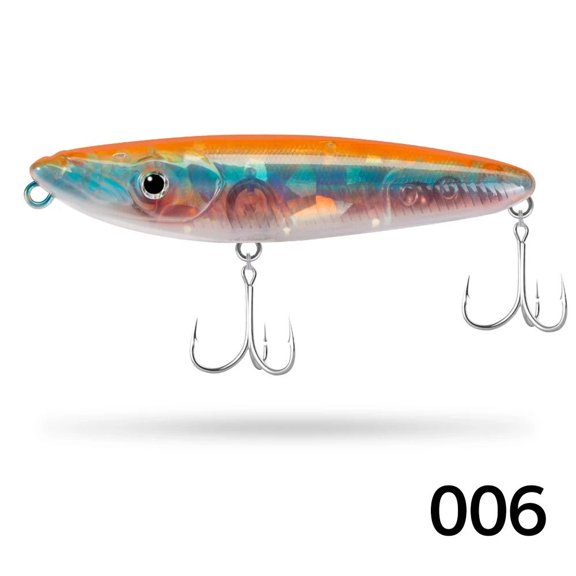 Outdoor Sports New Walk The Dog Pike Lure Pesca VMC Treble Hook Bass Fishing Lure Topwater Lure Pencil Lure Minnow Swimbait 70MM  6.5G 006