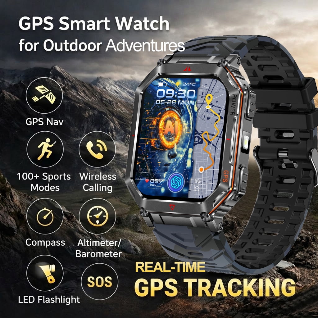 Led Barometer Outdoor Sports Smartwatch (Men & Women), 2.01-inch HD AMOLED, GPS, LED ...