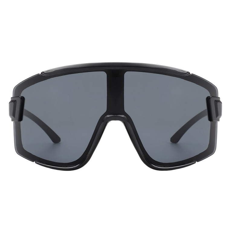 Unisex Black Oversized Shield Sunglasses Extra Oversized Shield Robotic Futuristic Gradient Lens  main image 4