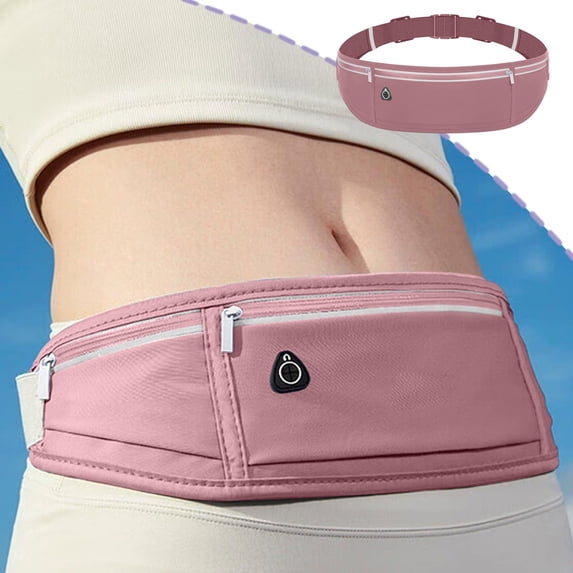 Outdoor Sports Waist Bag Waterproof Phone Pouch, Usupdd Slim Snug Storage Pouch for Night Running, 360° Reflective Adjustable Nylon Waist Bag for Cycling, Purple