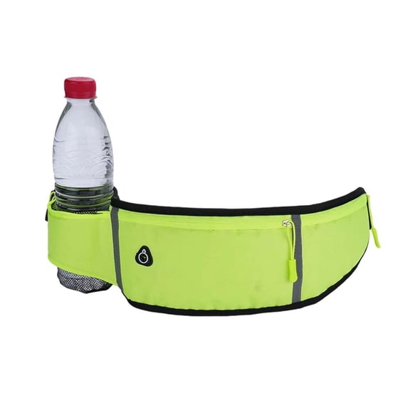 Outdoor Sports Waist Bag with Water Bottle Strap Reflective Running Belt Pouch for Hiking Cycling, Green