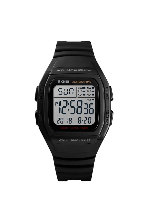 Outdoor Sports Watch with 5 Alarms, Dual Time, and Waterproof Design for Men and Students
