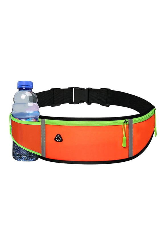 Outdoor Sports Waterproof Nylon Waist Bag with Multi - Compartments and Reflective Strips for Running